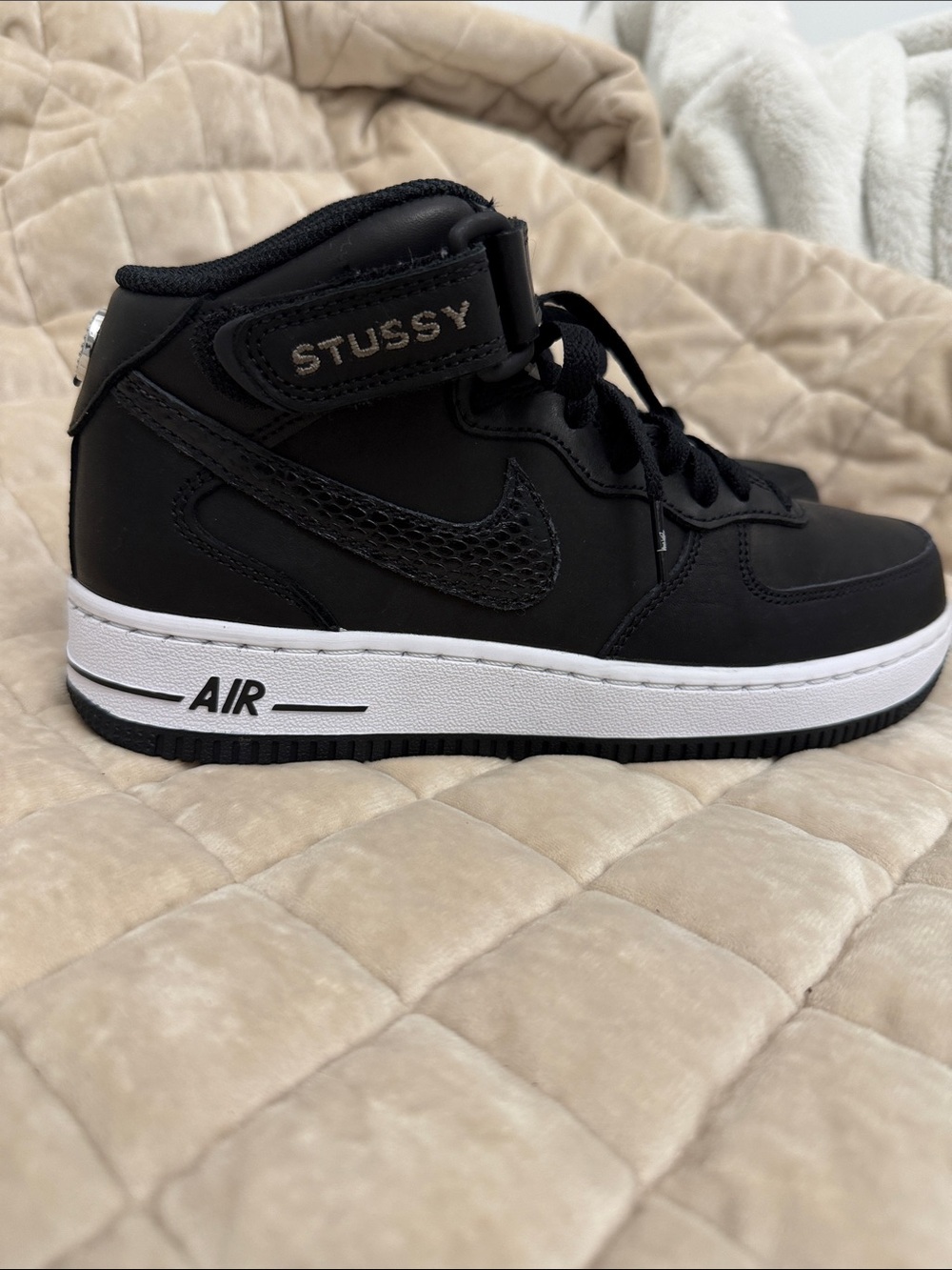 Nike Air Stussy Black & White High-Top Sneakers